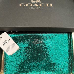 Coach sequined wristlet; new with tags, still in the box